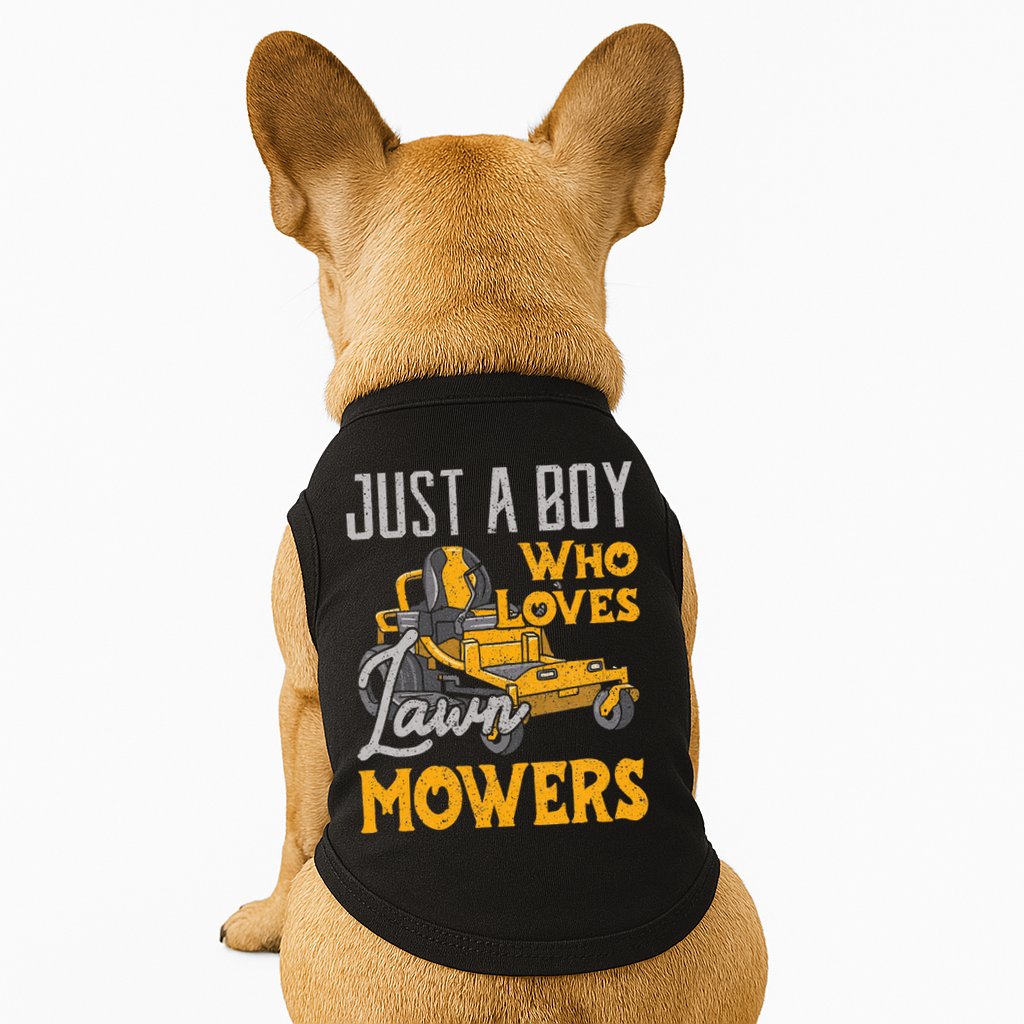 Lawn Mowing Just A Boy Who Loves Mowers Gardener Doggie Tank