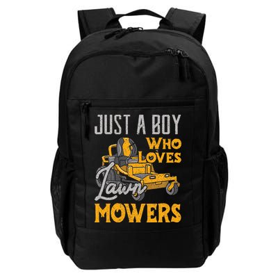 Lawn Mowing Just A Boy Who Loves Mowers Gardener Backpack