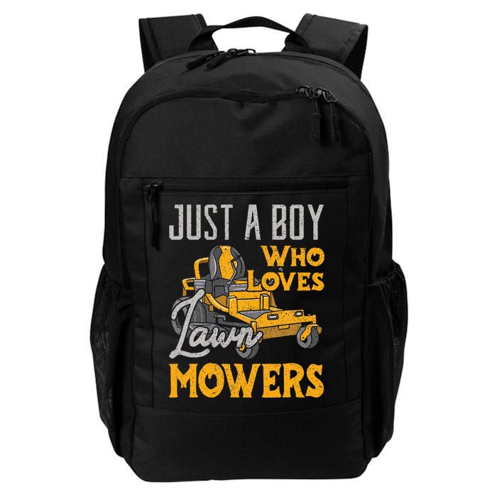 Lawn Mowing Just A Boy Who Loves Mowers Gardener Backpack