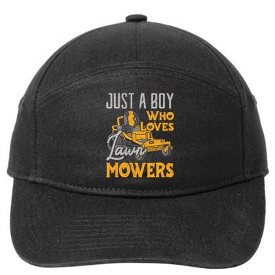 Lawn Mowing Just A Boy Who Loves Mowers Gardener 7-Panel Snapback Hat