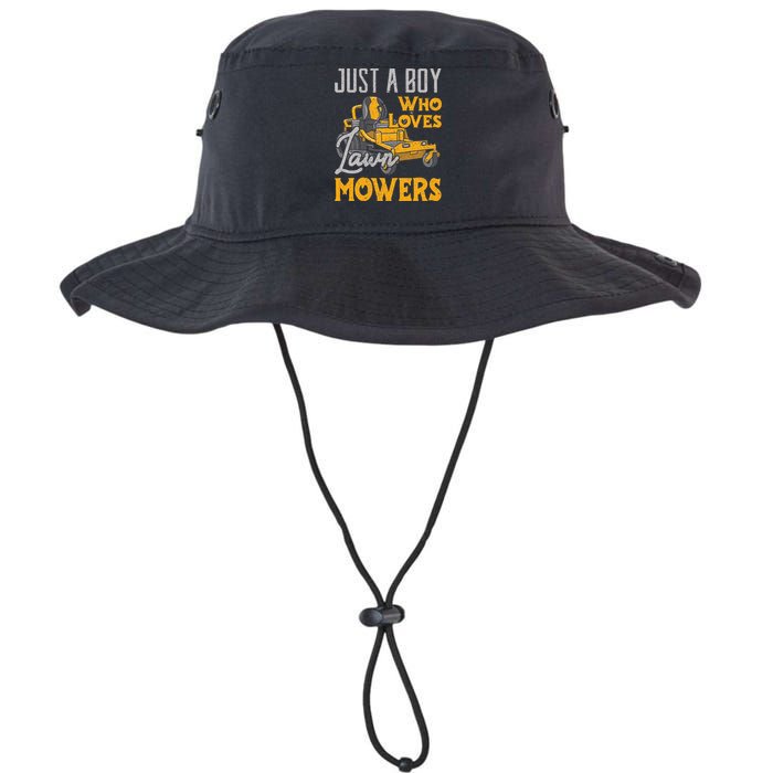 Lawn Mowing Just A Boy Who Loves Mowers Gardener Bucket Hat