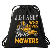 Lawn Mowing Just A Boy Who Loves Mowers Gardener Drawstring Bag