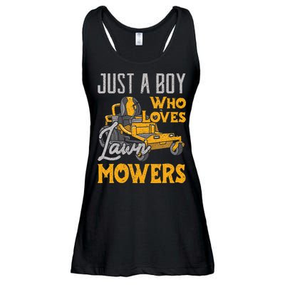 Lawn Mowing Just A Boy Who Loves Mowers Gardener Ladies Essential Flowy Tank