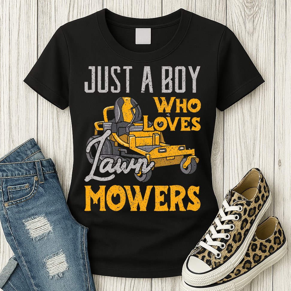 Lawn Mowing Just A Boy Who Loves Mowers Gardener Womens T-Shirt