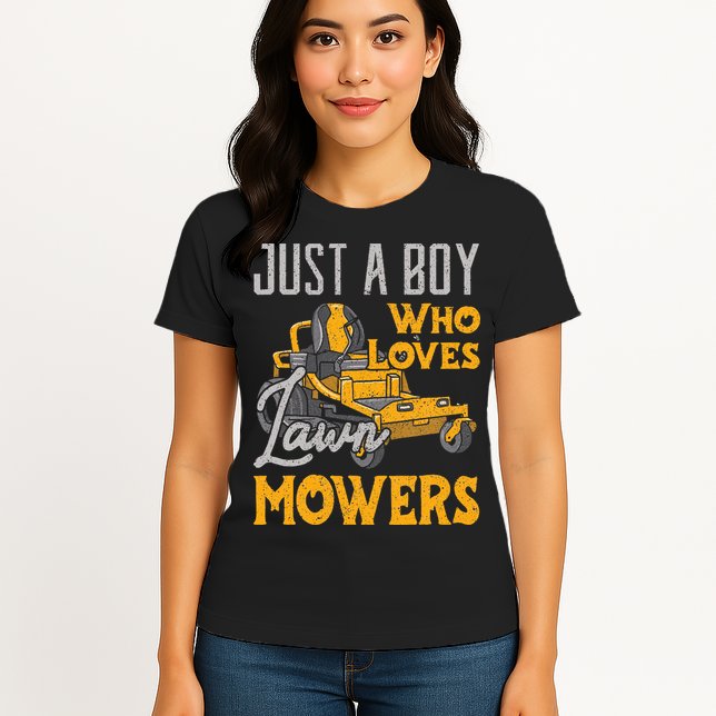 Lawn Mowing Just A Boy Who Loves Mowers Gardener Womens T-Shirt