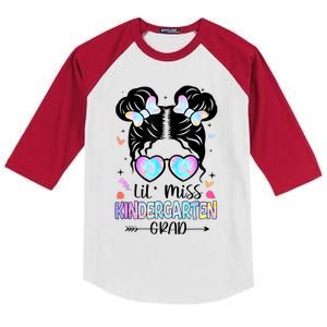 Little Miss Kindergarten Grad Graduation Graduated Girl Kids Colorblock Raglan Jersey