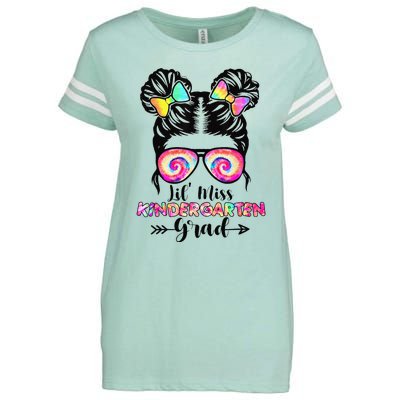 Lil' Miss Kindergarten Grad Graduation Messy Bun Enza Ladies Jersey Football T-Shirt