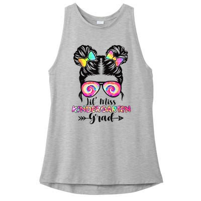 Lil' Miss Kindergarten Grad Graduation Messy Bun Ladies PosiCharge Tri-Blend Wicking Tank