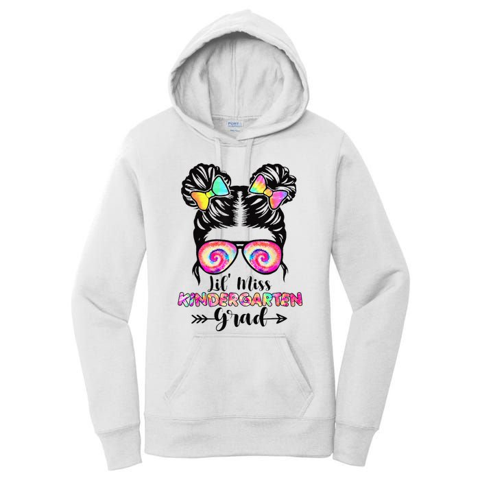 Lil' Miss Kindergarten Grad Graduation Messy Bun Women's Pullover Hoodie