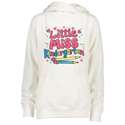 Little Miss Kindergarten Back To School Kinder Girl Womens Funnel Neck Pullover Hood