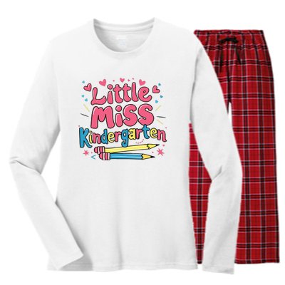 Little Miss Kindergarten Back To School Kinder Girl Women's Long Sleeve Flannel Pajama Set 