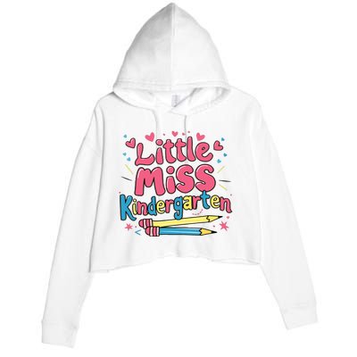 Little Miss Kindergarten Back To School Kinder Girl Crop Fleece Hoodie