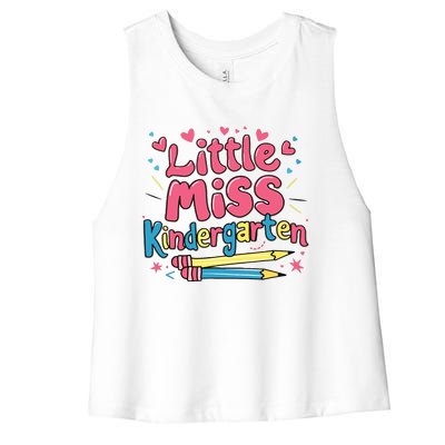 Little Miss Kindergarten Back To School Kinder Girl Women's Racerback Cropped Tank