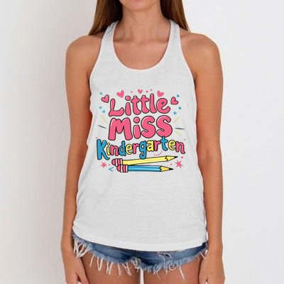 Little Miss Kindergarten Back To School Kinder Girl Women's Knotted Racerback Tank