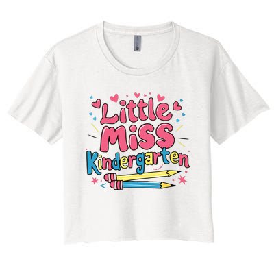 Little Miss Kindergarten Back To School Kinder Girl Women's Crop Top Tee