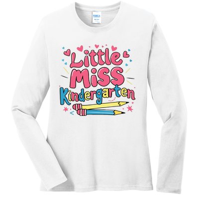 Little Miss Kindergarten Back To School Kinder Girl Ladies Long Sleeve Shirt