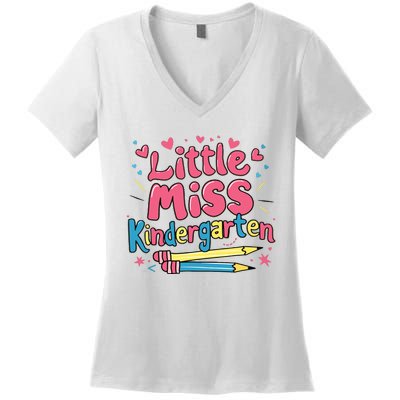 Little Miss Kindergarten Back To School Kinder Girl Women's V-Neck T-Shirt