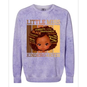 Little Miss Kindergarten Black Back To School Melanin Colorblast Crewneck Sweatshirt