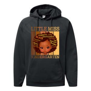 Little Miss Kindergarten Black Back To School Melanin Performance Fleece Hoodie