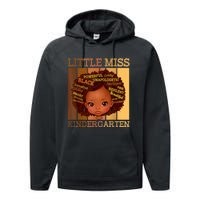 Little Miss Kindergarten Black Back To School Melanin Performance Fleece Hoodie