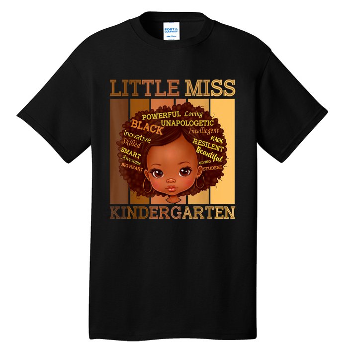 Little Miss Kindergarten Black Back To School Melanin Tall T-Shirt