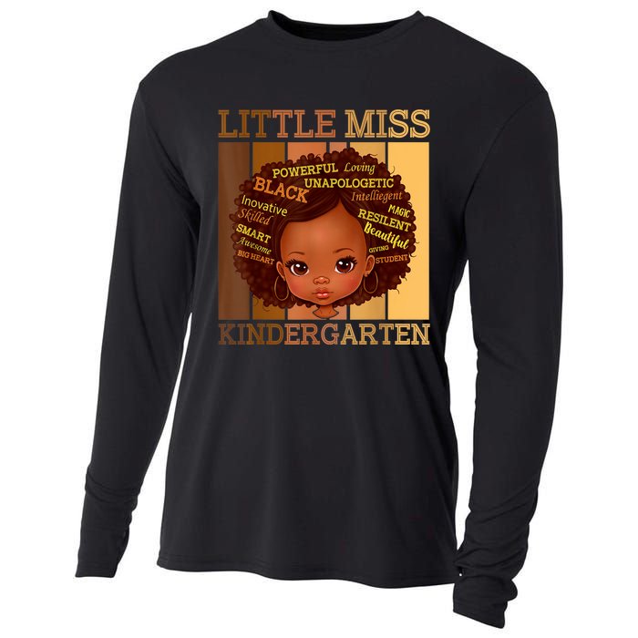 Little Miss Kindergarten Black Back To School Melanin Cooling Performance Long Sleeve Crew