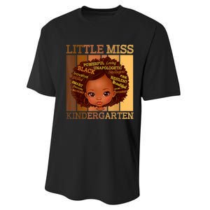 Little Miss Kindergarten Black Back To School Melanin Performance Sprint T-Shirt