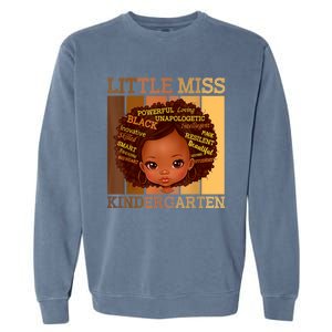 Little Miss Kindergarten Black Back To School Melanin Garment-Dyed Sweatshirt