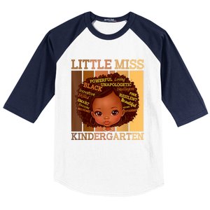 Little Miss Kindergarten Black Back To School Melanin Baseball Sleeve Shirt