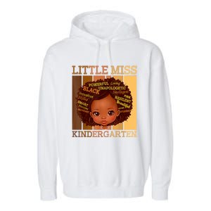 Little Miss Kindergarten Black Back To School Melanin Garment-Dyed Fleece Hoodie