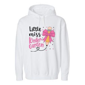 Little Miss Kindergarten Back To School Rainbow Girl Garment-Dyed Fleece Hoodie