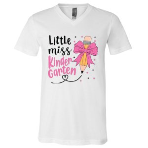 Little Miss Kindergarten Back To School Rainbow Girl V-Neck T-Shirt