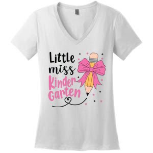 Little Miss Kindergarten Back To School Rainbow Girl Women's V-Neck T-Shirt