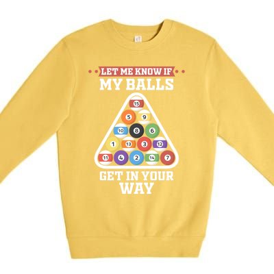 Let Me Know If My Balls Get In Your Way Pool Adult Humor Cute Gift Premium Crewneck Sweatshirt