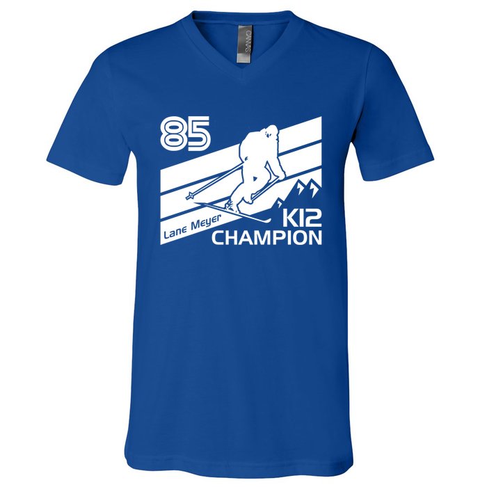 Lane Meyer K12 Champion Ski Lover Gift V-Neck T-Shirt