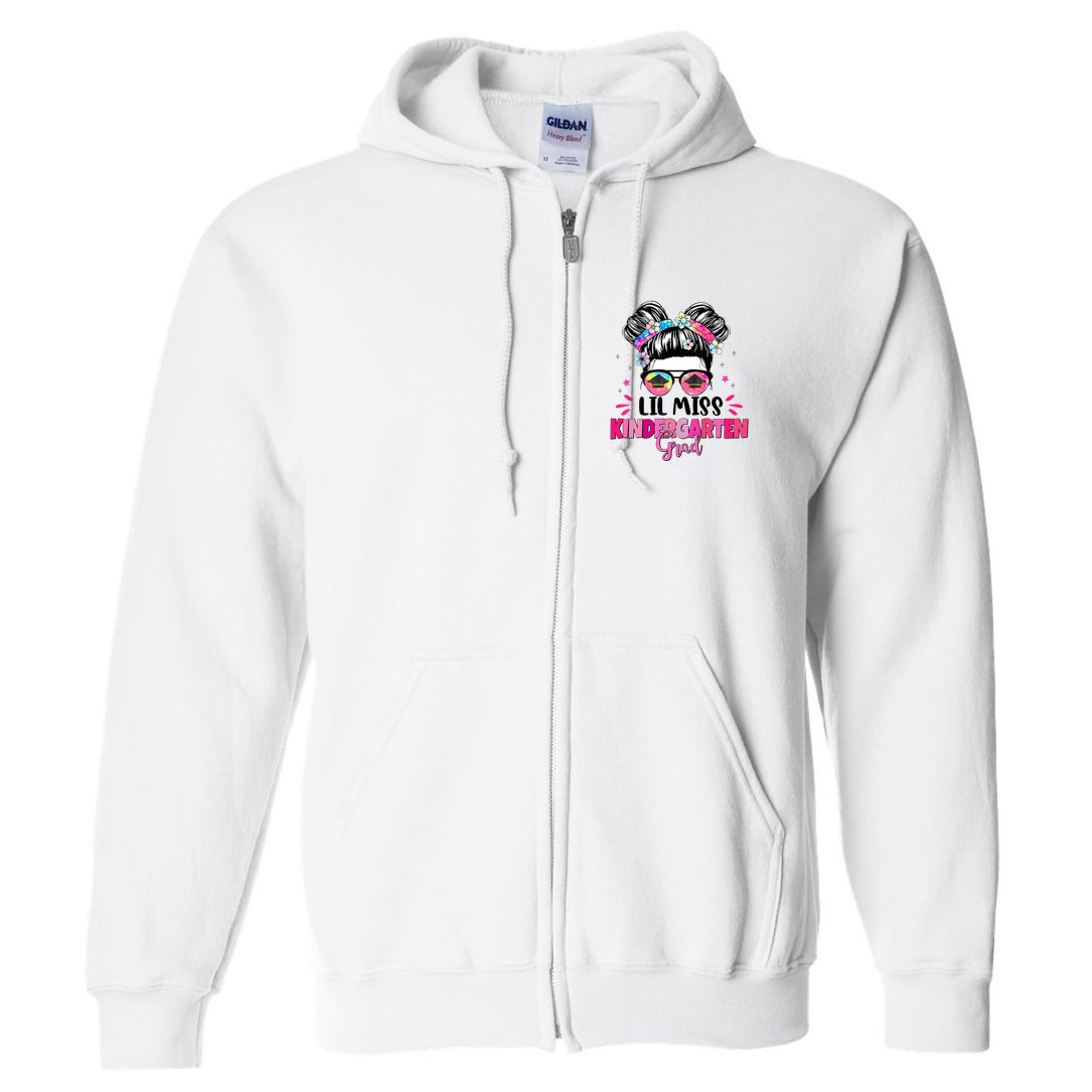 Lil Miss Kindergarten Grad Last Day Of School Full Zip Hoodie