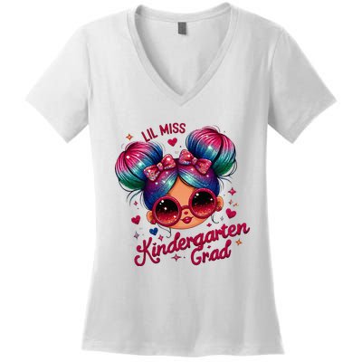 Lil Miss Kindergarten Grad Graduation Last Day Kindergarten Women's V-Neck T-Shirt