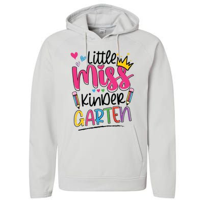 Little Miss Kindergarten Back To School Kinder Girl Performance Fleece Hoodie