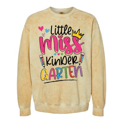 Little Miss Kindergarten Back To School Kinder Girl Colorblast Crewneck Sweatshirt