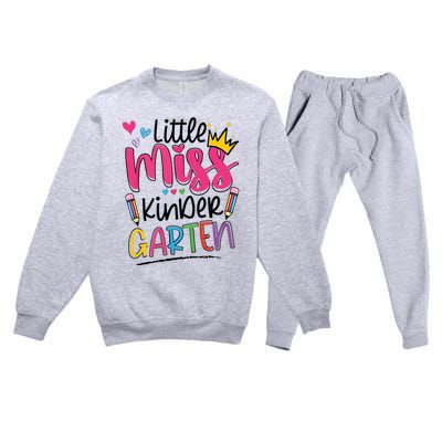 Little Miss Kindergarten Back To School Kinder Girl Premium Crewneck Sweatsuit Set