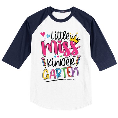 Little Miss Kindergarten Back To School Kinder Girl Baseball Sleeve Shirt