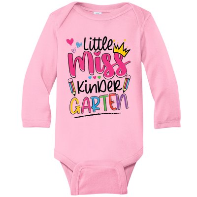 Little Miss Kindergarten Back To School Kinder Girl Baby Long Sleeve Bodysuit