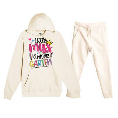 Little Miss Kindergarten Back To School Kinder Girl Premium Hooded Sweatsuit Set