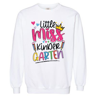 Little Miss Kindergarten Back To School Kinder Girl Garment-Dyed Sweatshirt