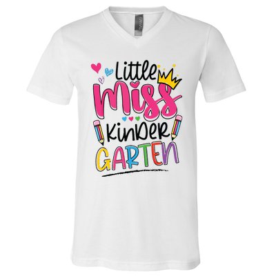 Little Miss Kindergarten Back To School Kinder Girl V-Neck T-Shirt