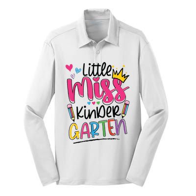 Little Miss Kindergarten Back To School Kinder Girl Silk Touch Performance Long Sleeve Polo