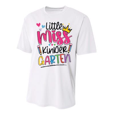 Little Miss Kindergarten Back To School Kinder Girl Performance Sprint T-Shirt