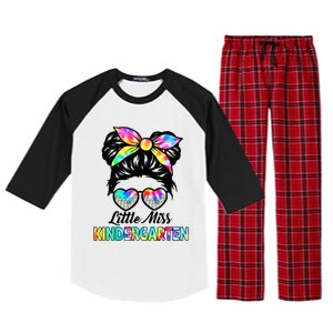 Little Miss Kindergarten Girls Messy Bun Back To School Raglan Sleeve Pajama Set