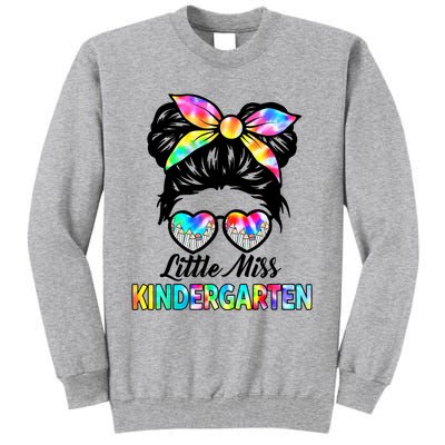 Little Miss Kindergarten Girls Messy Bun Back To School Tall Sweatshirt