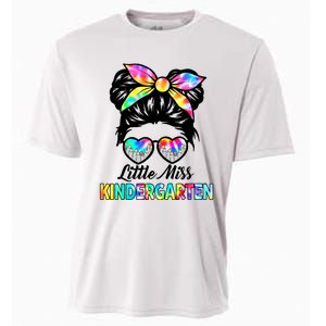 Little Miss Kindergarten Girls Messy Bun Back To School Cooling Performance Crew T-Shirt